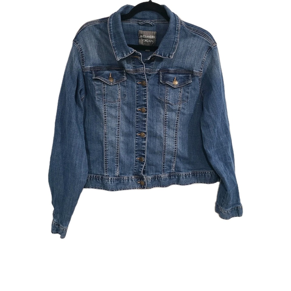 Alexander‎ Jordan Women's Size 2X Button Down Blue Jean  Jacket